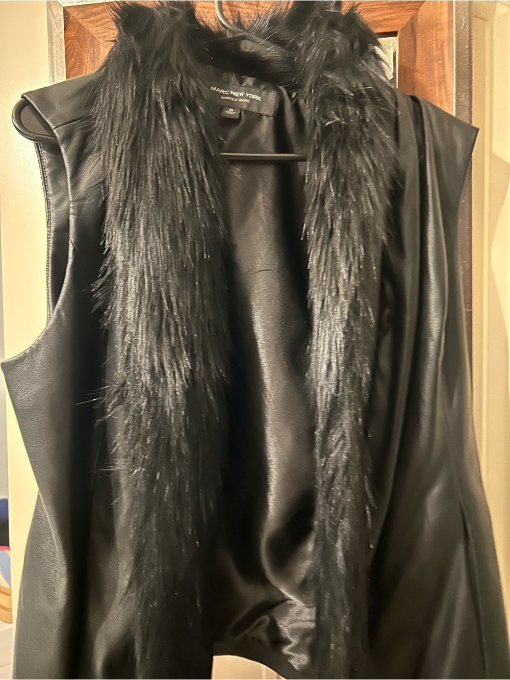Marc New York Black Faux Fur Cape Coat